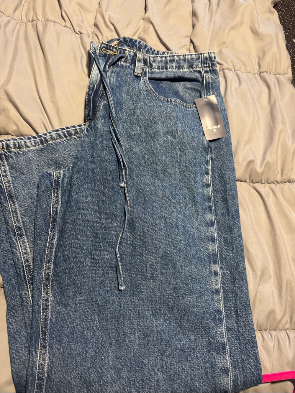 Women’s Blue Drawstring High-Waist Jeans